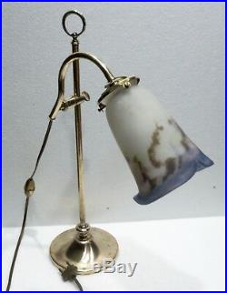 Ancienne LAMPE DE BUREAU en Bronze avec Tulipe MULLER FRÈRES LUNÉVILLE