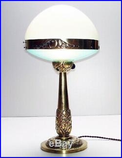 Ancienne Lampe Art Deco Nouveau ILRIN JLRIN Tischlampe Bronze Table Lamp 1930