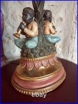 Ancienne Lampe Art Nouveau Palmier, Musiciens