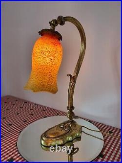 Ancienne Lampe Art-nouveau En Bronze Delatte Nancy