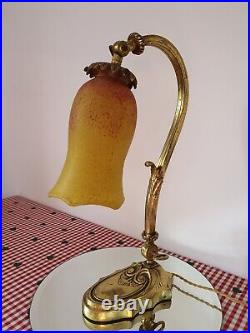 Ancienne Lampe Art-nouveau En Bronze Delatte Nancy