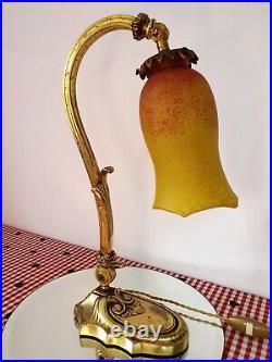 Ancienne Lampe Art-nouveau En Bronze Delatte Nancy