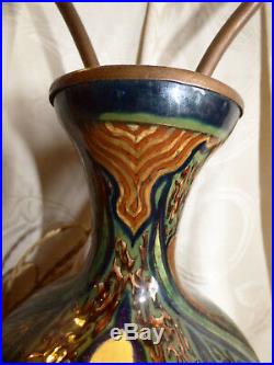 Ancienne Lampe/ Vase Faience Rozenburg Art Nouveau Pottery Den Haag Netherlands