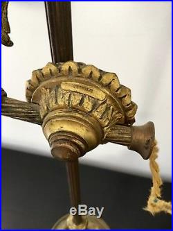 Ancienne Lampe bureau en bronze doré Tulipe Daum nancy ART DECO Breveté Sgdg