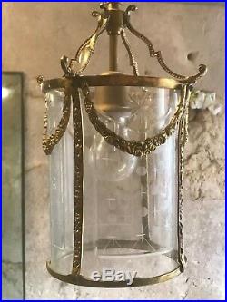 Ancienne Lanterne Lustre Bronze Style LOUIS XVI