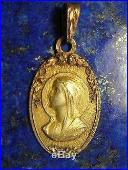 Ancienne Médaille Religieuse Or Gold 18k 750 Poinçon Vierge Art Nouveau 1,66g