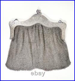 Ancienne Pochette Argent Art Nouveau Liberty Époque 1910 Sac Portefeuille