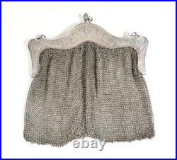 Ancienne Pochette Argent Art Nouveau Liberty Époque 1910 Sac Portefeuille