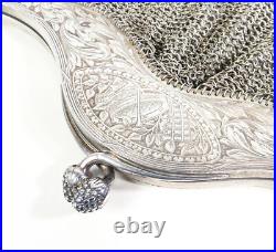 Ancienne Pochette Argent Art Nouveau Liberty Époque 1910 Sac Portefeuille