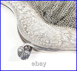 Ancienne Pochette Argent Art Nouveau Liberty Époque 1910 Sac Portefeuille