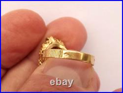 Ancienne bague or 18 carats tête d'aigle Pierre citrine Art Nouveau Taille 54