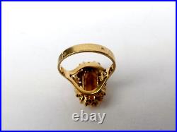 Ancienne bague or 18 carats tête d'aigle Pierre citrine Art Nouveau Taille 54