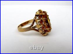 Ancienne bague or 18 carats tête d'aigle Pierre citrine Art Nouveau Taille 54