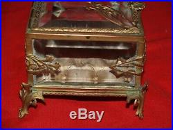 Ancienne boite à bijoux bronze et verre bisauté/art nouveau