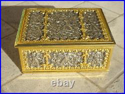 Ancienne boîte coffret en argent et bronze doré ERHARD & SOHNE Germany vintage