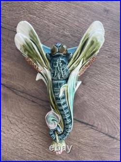 Ancienne bouquetière vase en barbotine libellule époque art nouveau
