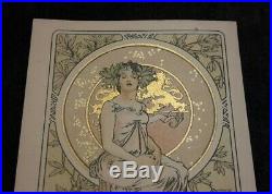 Ancienne carte postale Mucha art nouveau femme hautaine vers 1900 tres bon etat
