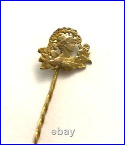 Ancienne épingle à cravate en argent vermeil Femme Art Nouveau signé Ch. Pillet Ancienne épingle à cravate en argent vermeil Femme Art Nouveau signé Ch. Pillet