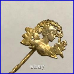 Ancienne épingle à cravate en argent vermeil Femme Art Nouveau signé Ch. Pillet Ancienne épingle à cravate en argent vermeil Femme Art Nouveau signé Ch. Pillet