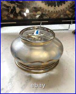 Ancienne grande boite ART NOUVEAU en verre émaillé et doré Bijoux Coffret 13,5cm