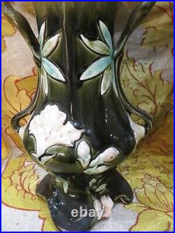 Ancienne grande paire de vase en barbotine epoque 1900 art nouveau signé