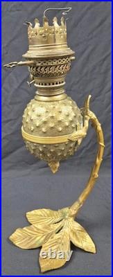 Ancienne lampe à pétrole ananas en bronze Art Nouveau Oil Lamp 1900