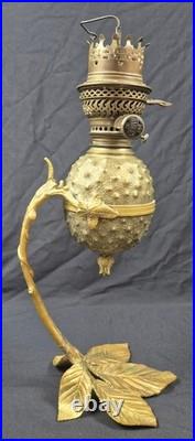 Ancienne lampe à pétrole ananas en bronze Art Nouveau Oil Lamp 1900