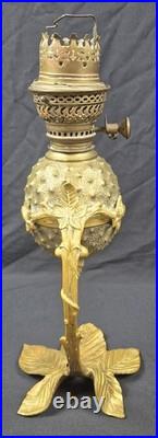Ancienne lampe à pétrole ananas en bronze Art Nouveau Oil Lamp 1900