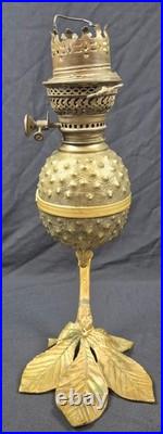 Ancienne lampe à pétrole ananas en bronze Art Nouveau Oil Lamp 1900
