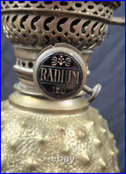 Ancienne lampe à pétrole ananas en bronze Art Nouveau Oil Lamp 1900