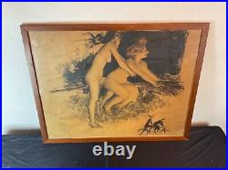 Ancienne litho Jean Veber Portrait femme art nouveau