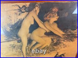 Ancienne litho Jean Veber Portrait femme art nouveau