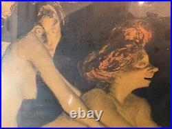 Ancienne litho Jean Veber Portrait femme art nouveau