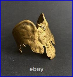 Ancienne manchette Hibou owl bracelet en laiton Art Nouveau 1900's moderniste