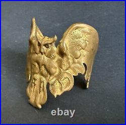 Ancienne manchette Hibou owl bracelet en laiton Art Nouveau 1900's moderniste