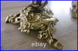 Ancienne paire de bougeoirs en bronze art nouveau Napoléon III