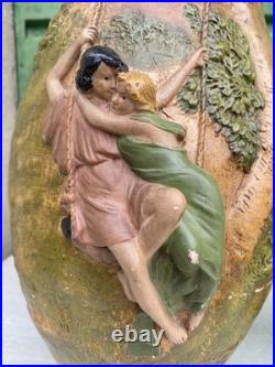 Ancienne paire vases Art Nouveau terre cuite signé George Trinque années 1900