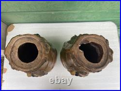 Ancienne paire vases Art Nouveau terre cuite signé George Trinque années 1900