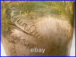 Ancienne paire vases Art Nouveau terre cuite signé George Trinque années 1900