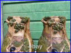 Ancienne paire vases Art Nouveau terre cuite signé George Trinque années 1900
