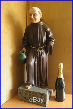 Ancienne publicité pub vin Saint Morand grand moine en plâtre peint début XX ème