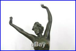 Ancienne statue en bronze art nouveau signe David le reveil