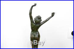 Ancienne statue en bronze art nouveau signe David le reveil