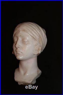 Ancienne statue tête de femme art nouveau marbre sculpté fin XIX ème