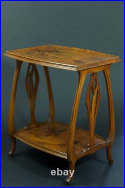 Ancienne table d'appoint guéridon Art Nouveau Nouille sv Gallé Majorelle 1900