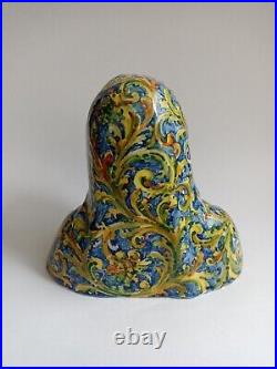 Angelo MINGHETTI sculpture ancienne madone vierge majolique art nouveau signé