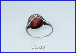 Argent Style Ancien Art Nouveau Anneau Naturelle Corail Argent Style Ancien Art Nouveau Anneau Naturelle Corail