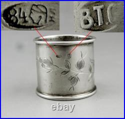 Art Nouveau ancien rond de serviette en argent russe poinçon 84 Silver Russia Art Nouveau ancien rond de serviette en argent russe poinçon 84 Silver Russia