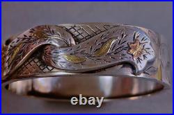 Art nouveau bracelet argent jonc sculpté bijoux ancien bracelet or