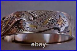 Art nouveau bracelet argent jonc sculpté bijoux ancien bracelet or